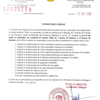 Communiqué de presse N° 00000268