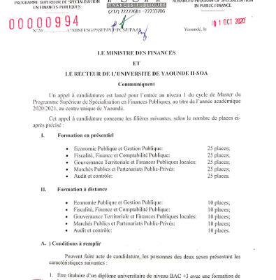 Communiqué Master PSSF