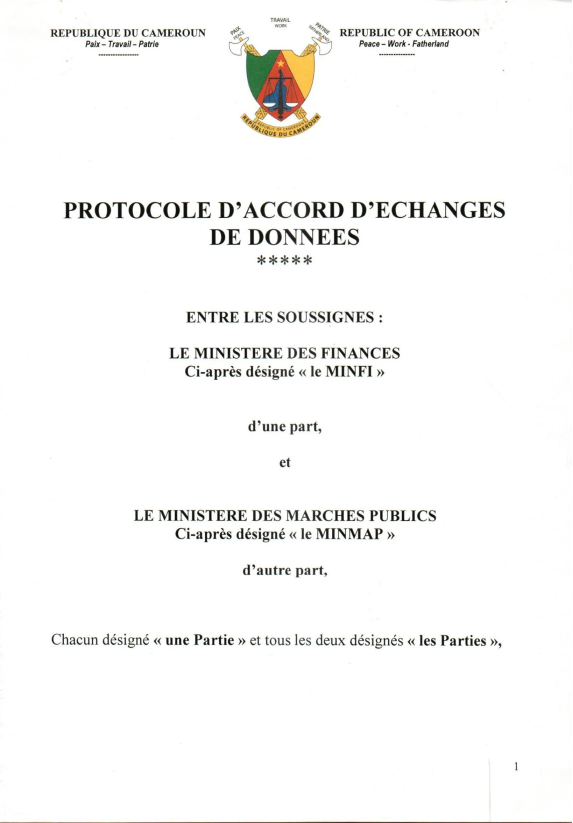 protocole d'accord d'échanges de données entre le MINFI et le MINMAP