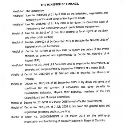 Order on the organization and functioning of Regional and Council Revenue Offices