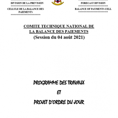 PROGRAMME DES TRAVAUX DU COMITE TECHNIQUE NATIONAL DE LA BALANCE DES PAIEMENTS
