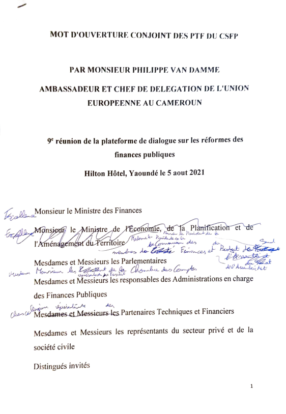 Mot d'ouverture du Chef de la délégation Européenne