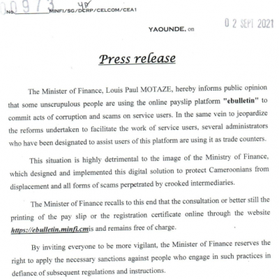 Presse release related to the online payslip platform