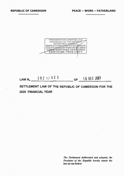 settlement law of the republic of Cameroon